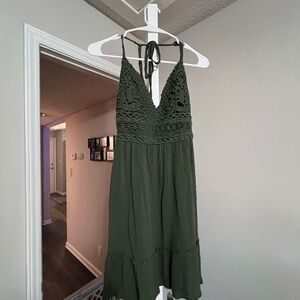 Elegant Green Halter Dress